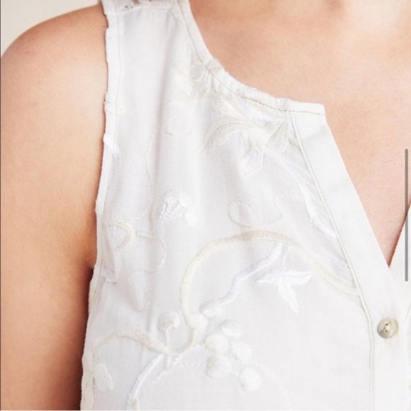 Anthropologie TINY Amarissa Embroidered Lace Blouse Top Tank Cream Off White - Picture 4 of 6